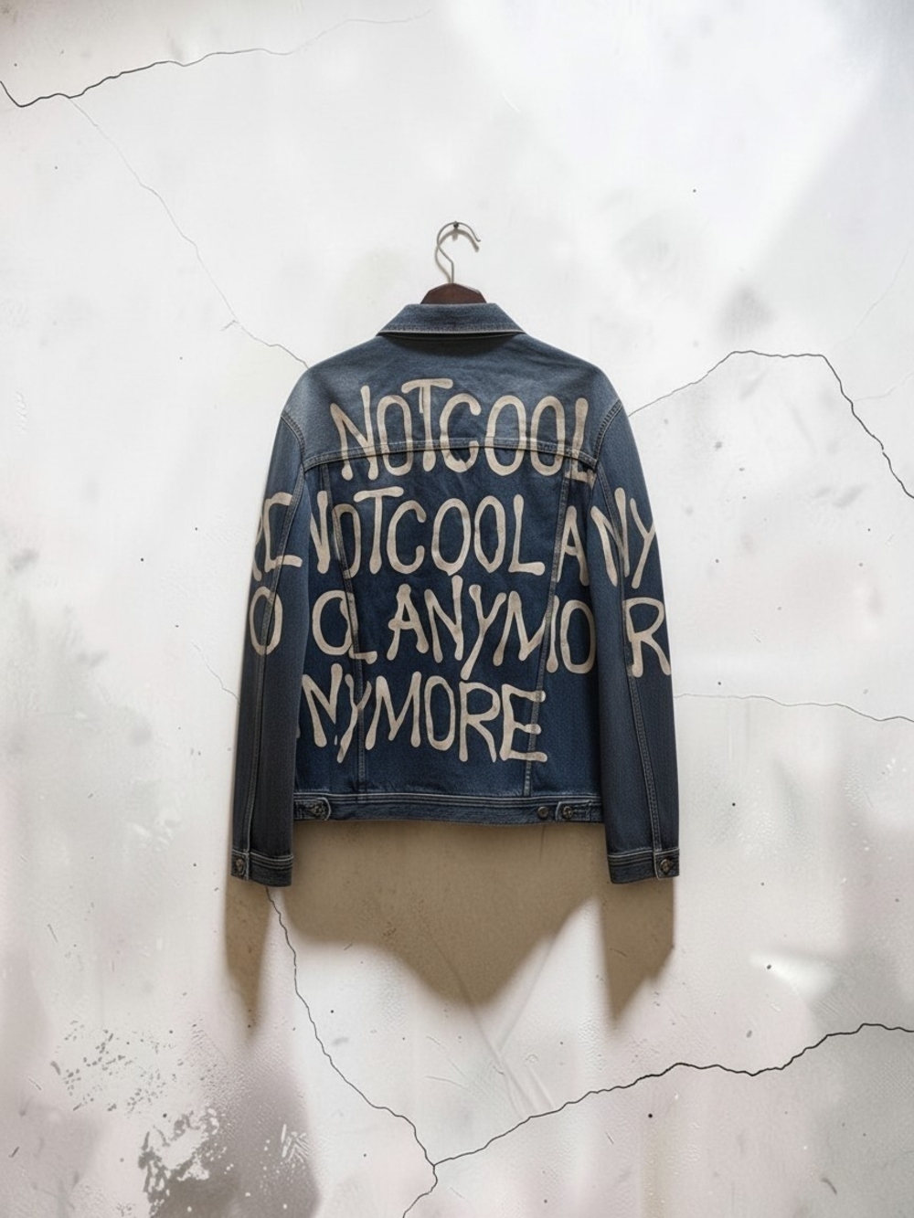 Diesel Ha(u)te Couture Denim Jacket XL Not Cool Anymore Graffiti Print Oversized